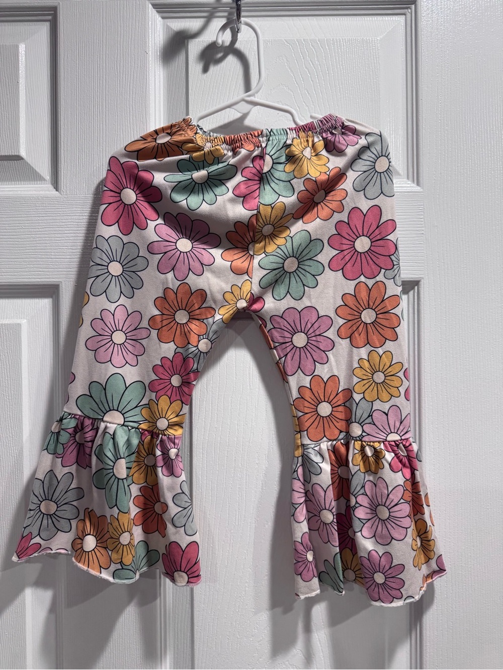 Girls Floral Ruffle Hem Pants - Multi Pink